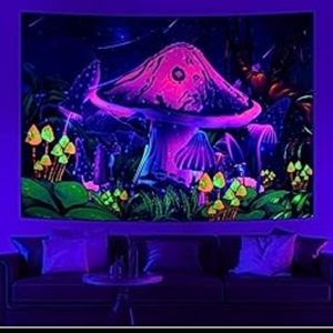 Uspring Mushroom Tapestry Blacklight